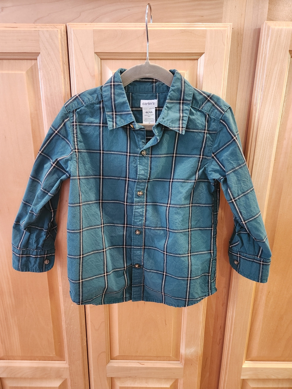 Carter's Green Plaid Button-Down Shirt for Kids